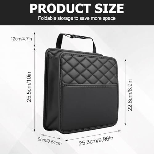 Car Seat Organiser,2 in 1 Hanging Car Storage Bag,Waterproof Leather Car Seat Back Storage,Foldable Car Seat Storage Organizer,Multifunctional Vehicle Accessories Suitable for Children and Adults — view 2