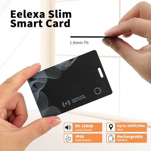 Wallet Tracker Card with Wireless Charging, Rechargeable Slim Item Finder Works with Apple Find My, IP68 Waterproof Bluetooth Locator Tag for Wallets, Passports, Luggage, and Keys — view 2