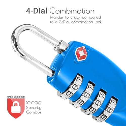 CFMOUR Suitcase Locks, TSA Approved Luggage Locks, 4-dial, Blue, 2 Pcs — view 2