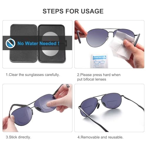 SKYWAY Stick on Bifocal Lens, Convert Sunglasses, Ski Goggles, or Cycling Glasses into Magnified Readers, Bifocal Sunglasses, Reusable Lenses (1 pair) 2.5 Diopter — view 3