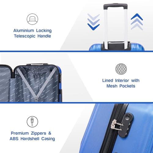 Aerostar 28" Large Suitcase Super Lightweight 4 Wheel Dual Spinner ABS Hard Shell Check in Luggage with Integrated Combination Lock for 23kg (Royal Blue, 100 Litre) — view 3