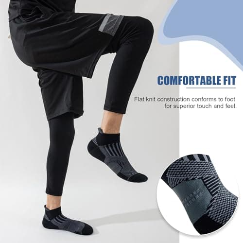 Niofind Mens Trainer Socks, Cotton Ankle Socks for Men Women, Breathable Sports Socks for Running, Walking, Gym, Multipack (6 Pairs), 9-11, Black — view 5