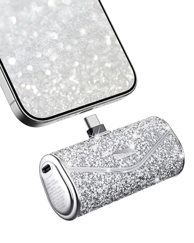iWALK Upgraded Sparkly Portable Charger 22.5W, 5000mAh Power Bank for iPhone 17/16/15 Series,Mini Battery Pack with Built-in USB-C Connector Compatible with Samsung S25/24 Series,iPad Pro/Air, AirPods