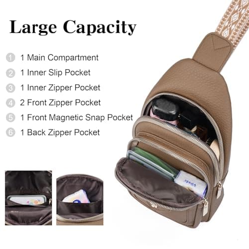 GAEKEAO Sling Bag Crossbody Bags for Women Vegan Leather Fanny Pack Chest Travel Anti Theft Purse Shoulder Bag Handbags Gifts — view 3