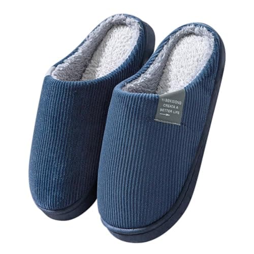 Cotton Slippers Spa Travel Slippers, Solid Color Warm Fluffy Comfortable Lightweight Home Soft with Anti-Slip Sole Autumn Winter House Classic Ankle Thickened Guest Breathable Shoes for Womens Couple