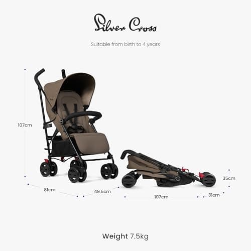 Silver Cross - Pop Pushchair - Foldable Travel Stroller - Buggy - Adjustable/Lie Flat Seat - Newborn to 4 Years - Cobble — view 4