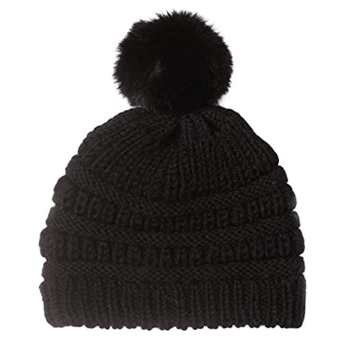 3Pcs Kids Beanie Hat Scarf Gloves Set Soft Knitted Winter Neck Warmer And Accessories School Travel Gifts Sets 3-In-1 Thermal For Children White Xmas Boys Girls (Black,One Size)