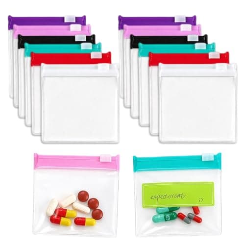 Vosali 12 PCS Reusable Pill Pouch Bags, Mini Ziplock Bags for Travel