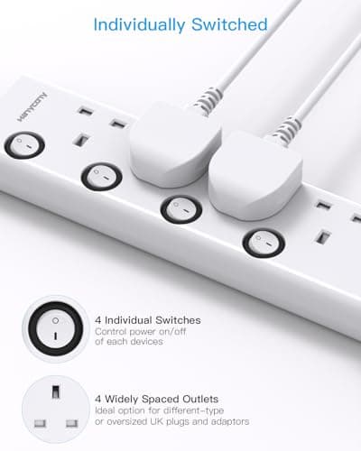 Extension Lead with USB Slots(2 USB C), 4 Way Plug Extension Socket, 1.8M — view 4
