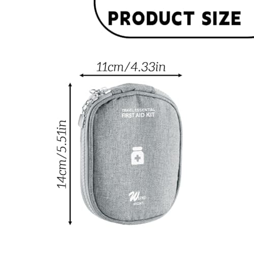 Gaomumu Mini Medicine Storage Bag, Portable Waterproof Oxford Pouch, Small First Aid Kit, Travel Medication Organizer, Suitable for Home, Office, Car, Camping, Hiking, Outdoor Use (Grey) — view 2