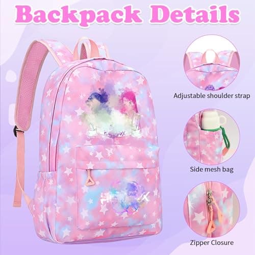 K Pop School Backpack, 3 Piece Set with School Bag Lunch Bag Pencil Case — view 3