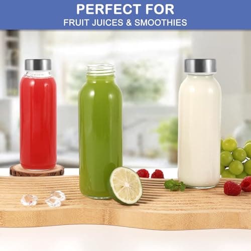 6 Pack 300ml Reusable Glass Water Bottle - Leak-Proof, Heat-Resistant — view 6