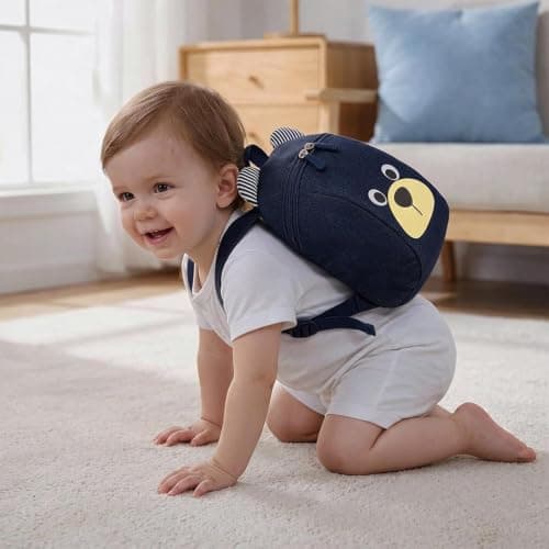 NIFTYY Toddler Anti-Lost Backpack with Leash, Cute Bear Animal Harness Backpack, Safety Child Backpack for Baby Boys Girls 1-4 Years, Lightweight Travel Bag (navy blue) — view 5