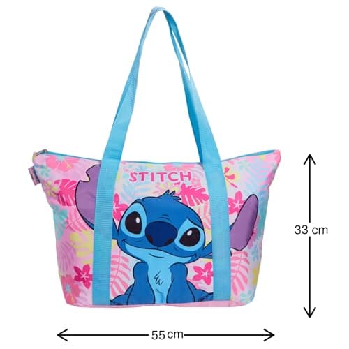Disney Lilo & Stitch Tote Bag for Women Girls Travel Beach Bag Zipped Fully Lined Large Shoulder Top Handle Overnight Carry On Shopper Bag — view 5