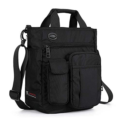 AlwaySky Nylon Crossbody Messenger Bag, Multifunctional Shoulder Bag, Laptop Bag for Men and Women Sport Travel Business (Black)