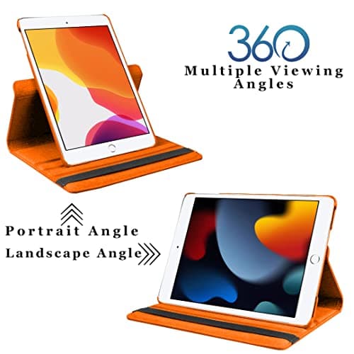 DV 360 Degree PU Leather Rotating Stand Swivel Case for iPad Mini 5 (A2126 / A2124 / A2133 / A2125), iPad Mini 4 (A1538 / A1550), Folio Cover, Hardback and Shockproof (Orange) — view 2