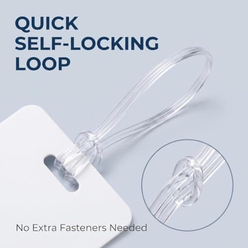 50 Pcs 160mm Transparent Plastic Travel Luggage Tag Loops Holder PVC Name Tag Loop Straps Worm Loops Office Supplies Blank Labeling Tags Shower Accessories for Bag — view 6
