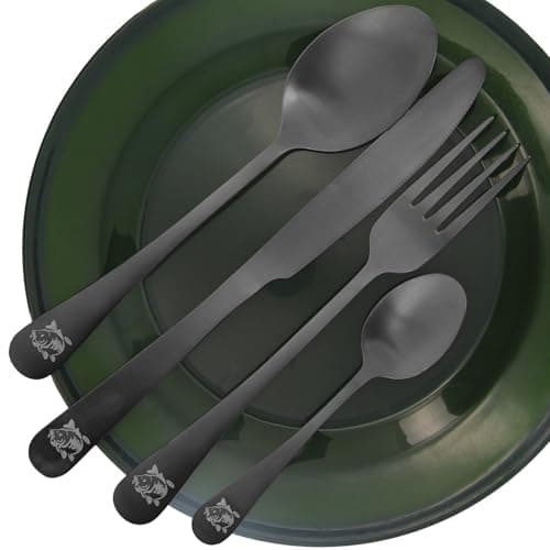 NGT 4pc Stainless Steel Cutlery Set with Neoprene Case – Fork, Table Knife, Spoon & Teaspoon – Durable Matt Finish Outdoor Dining Kit for Fishing, Camping & Travel — view 4