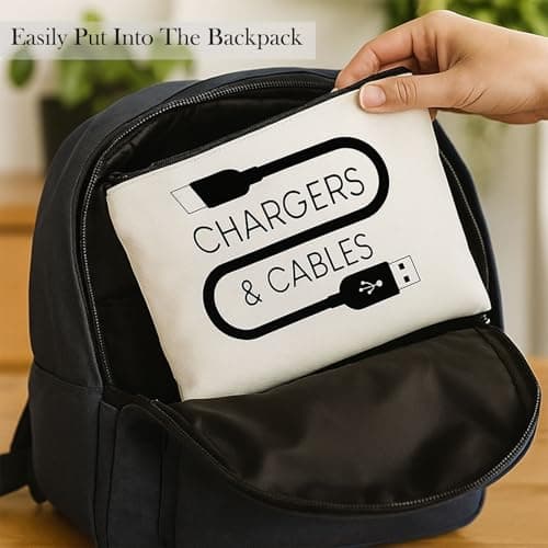 Cable Organiser Bag, Compact Rectangular Travel Cable Bag, White, 1-Pack — view 2