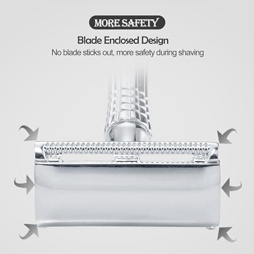 BAILI Double Edge Safety Razor Rust-proof Reusable Manual Stainless DE Wet Shaving for Men Women with Mirrored Travel Case BD176B — view 4