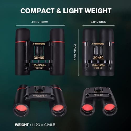 Flintronic Compact Mini Binoculars 30 x 60 HD Waterproof Portable, Foldable Pocket Size Small and Lightweight Suitable for Hunting, Sightseeing, Bird Watching, Hiking, Watching Football — view 2