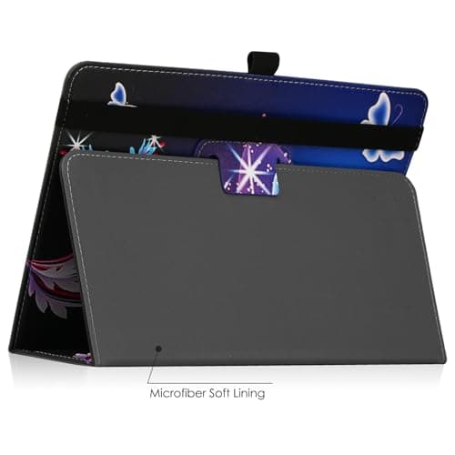 HGWALP Universal Case for 9"-11" inch Tablet, Folio Protective Case Cover with Stand Function and HandStrap,Suitable for 9",9.7",10", 10.1", 10.5", 11.1" Tablet-Purple Butteryfly — view 2