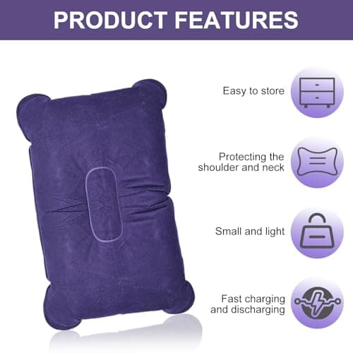 LICQIC 3 PCS Inflatable Pillows, Blow Up Cushion, Air Pillow for Camping,Travel, Sunbathing, Neck Lumbar Support (Gray & Dark Purple & Rose Red) — view 4