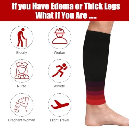 ACWOO Calf Support Compression Sleeves for Women Men, 1 Pair 15-21mmHg Class 1 Shin Splints Brace Support for Torn Muscle Pain Relief, Cramps, Sprains, Footless Leg Socks for Running Sports Flight — view 6