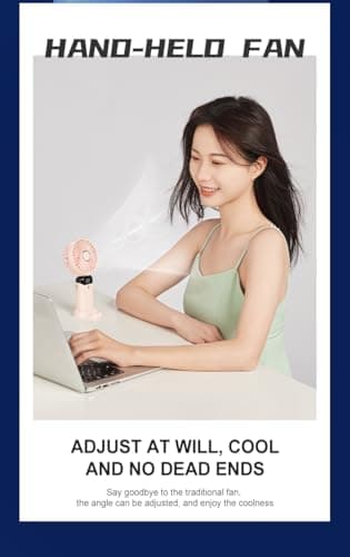Rainberg Rechargeable Hand held Fan with LED Display, 5-Speed Settings, 5000mAh Battery, 90-Degree Adjustable, Desk Fan, Hand Fan, Portable fan, Quiet Cooling, Compact Design, USB Charging (Purple) — view 5