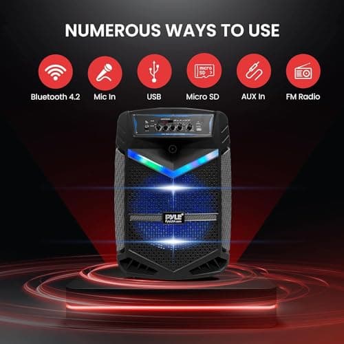 Pyle Portable Bluetooth PA Speaker System, 800W Rechargeable Outdoor Karaoke Machine with 30cm Subwoofer, 2.5cm Tweeter, Wireless Bluetooth Speaker with Microphone — view 3