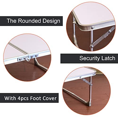 Small Folding Table, Compact 2ft Foldable Camping Picnic Low Table, Portable Fold Up Outdoor Garden Dining Table, Lightweight Aluminum Collapsible Side Table for Drink Tea Coffee Fishing, 60x40x26cm — view 6