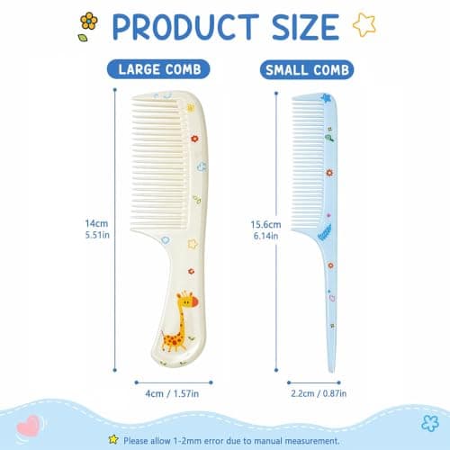 Baby Hair Brush and Comb Set, Cute Toddler Hair Brush Kids Hairbrush, Fine Tooth Detangling Comb and Rat Tail Parting Comb for Newborn Girls Boys, Childrens Hair Styling Products — view 2