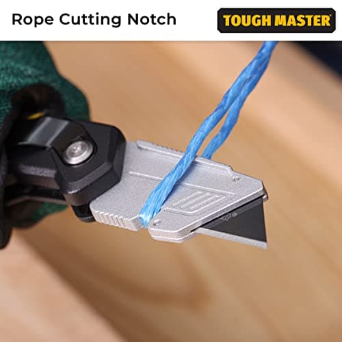 TOUGH MASTER Folding Utility Knife, Plus 4 Piece SK2 Blades, Retractable Function, Aluminium Alloy Handle, Comfortable Grip Ideal for Cutting Plastic, Wood, Paper (TM-UFK174) — view 6