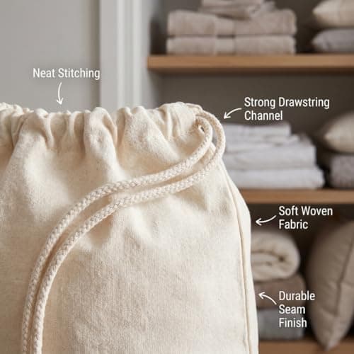 IMFAA Sack Drawstring Cotton Canvas Bags – Reusable, Eco-Friendly Storage & Laundry Bags for Clothes, Travel, Toys & Gifts (3, Large(40x50) Cm) — view 6