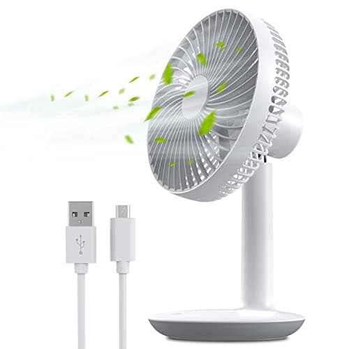 6-Inch Rechargeable Small Desk Fan, Portable Battery-Operated USB Table Electric Fan with 4 Speed Levels, Personal Mini Ventilator for Home Bed Study Room Bedroom Office Camping Cooling-Quite & Silent