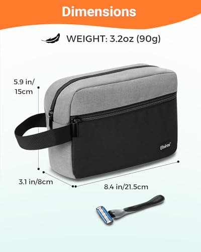Elviros Lightweight Hanging Travel Toiletry Bag for Women Men, Black&Grey — view 2