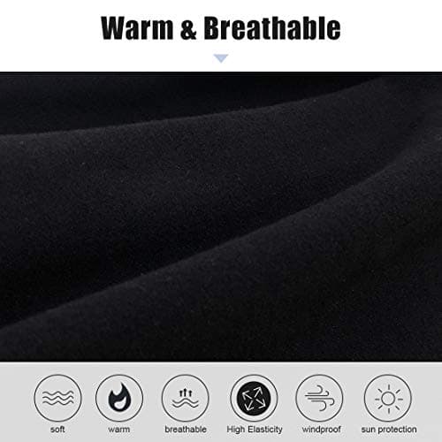HEGCOIIE Neck Warmer Snood for Men & Women,Winter Neck Gaiter Fleece Bandana Face Covering Mask Windproof Neck Scarf Neckwear for Outdoor Sports Motorcycle Skiing Running Cycling (Black) — view 3