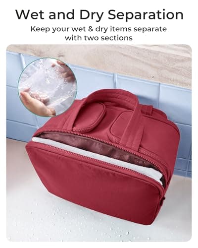 BAGSMART Large Travel Toiletry Makeup Bag, Upright Storage, Brush Pocket — view 4