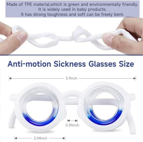 Motion Sickness Glasses, 6cpsTravel Sickness Glasses for Adults & Kids - No Lens Anti Nausea Relief for Car Air Sea Sickness, Vertigo Aid with Box & Portable Pouch — view 2