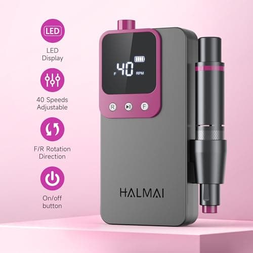 Electric Nail Drill Professional, Portable Nail File for Acrylic Gel Nails, Cordless Rechargeable Ultra Power Nail Drill Kit 40000RPM, HMC320 Salon-Grade Efile Nail Machine (Dark Grey) — view 4
