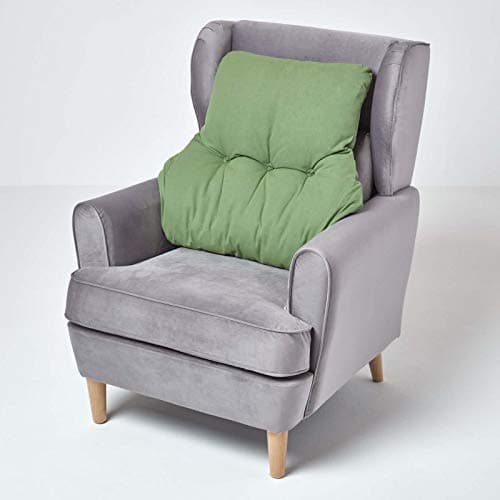 HOMESCAPES Dark Green Back Support Cushion Thick Lumbar Cushion for Armchair, Desk Chair or Sofa Soft 100% Cotton Orthopaedic Posture Cushion, 15cm Deep — view 2