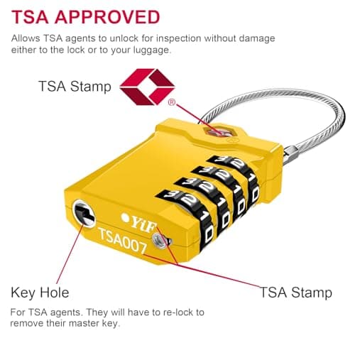 ZHEGE TSA Approved Luggage Locks, Suitcase Padlocks (Yellow, 2P) — view 2