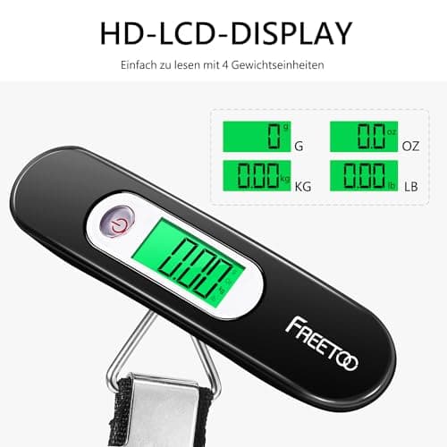 FREETOO Luggage Scale with Tare Function 110 Lb/ 50Kg Capacity, Black — view 4