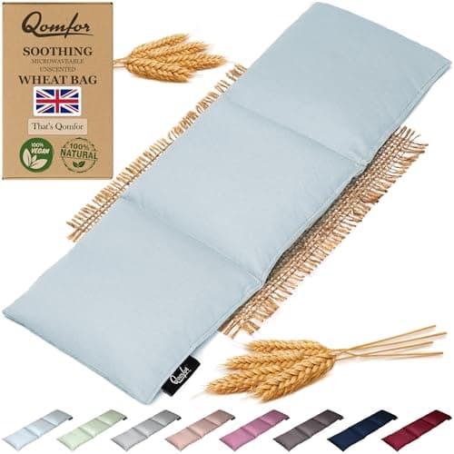 Wheat Bags Microwavable, Light Blue, 3-Chamber Heating Pad for Pain Relief