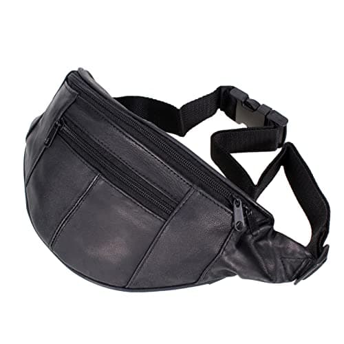 AR Mens Womens Leather Bum Bag Travel Money Pouch Waist Hip Bag Pouch Passport Holder Adjustable Belt — view 3