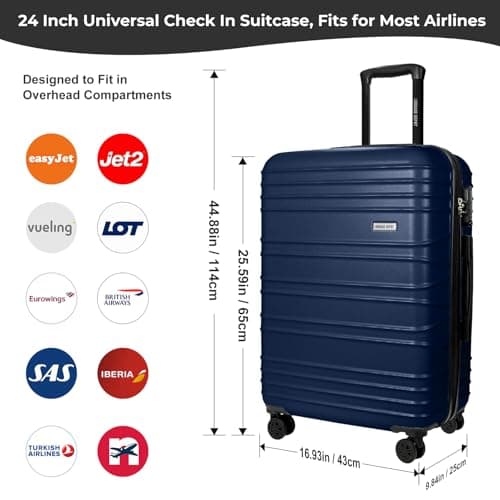 Luggage Depot Checked Suitcase with TSA Lock, Medium Luggage Navy Blue — view 2