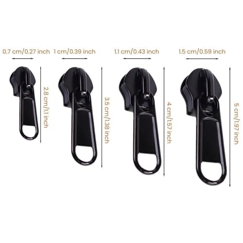 8 Pcs Zipper Repair Kit, Zip Pull Replacements in Black & Silver – 4 Sizes (#3#5#8#10) Detachable Zip Puller Set, Fix Zip on Coats Bags Luggage Backpacks​ (Black) — view 2