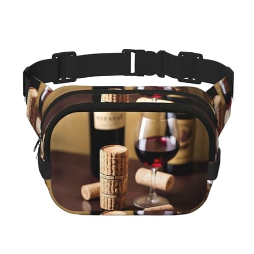 Wine cork print Womens Fanny Pack Everyday Hip Pouch Waist Bag for Travel Outdoor Running Hunting for Adult, Black, One Size