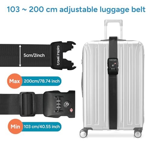 travel inspira TSA Approved Luggage Straps, Suitcases Identifier (Black) — view 3