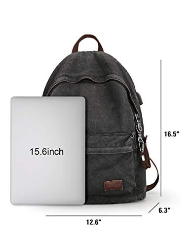 Muzee Canvas School Backpack with 15.6 inch Laptop for Men Women, Lightweight Anti-Theft Travel Daypack College Student Backpack Mit USB Charging Port — view 2